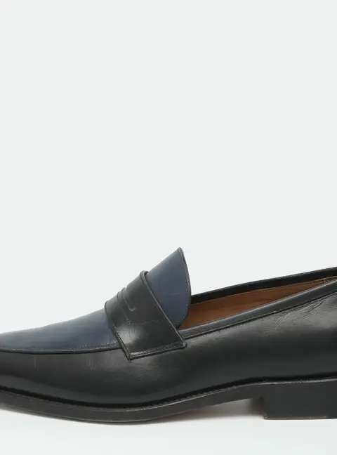 Salvatore Ferragamo Size 37.5 Navy Blue Leather Loafers