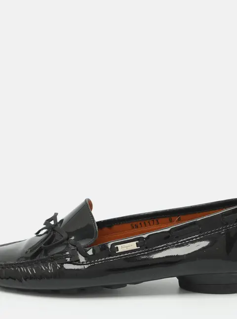 Salvatore Ferragamo Size 38.5 Black Patent Leather Loafers