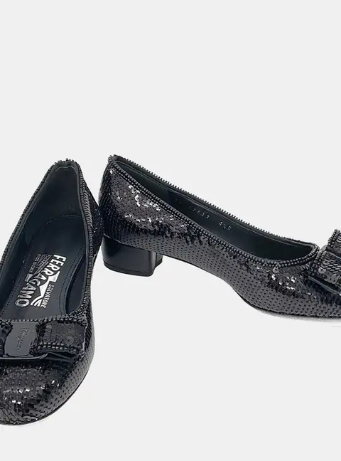 Ferragamo Sequins Vara Bow Pumps
