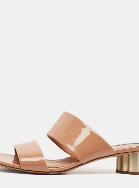 Salvatore Ferragamo Size 40.5 Beige Leather Slide Sandals