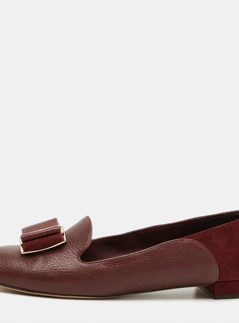 Salvatore Ferragamo Hausen Size 40.5 Burgundy Leather and Suede Smoking Slippers