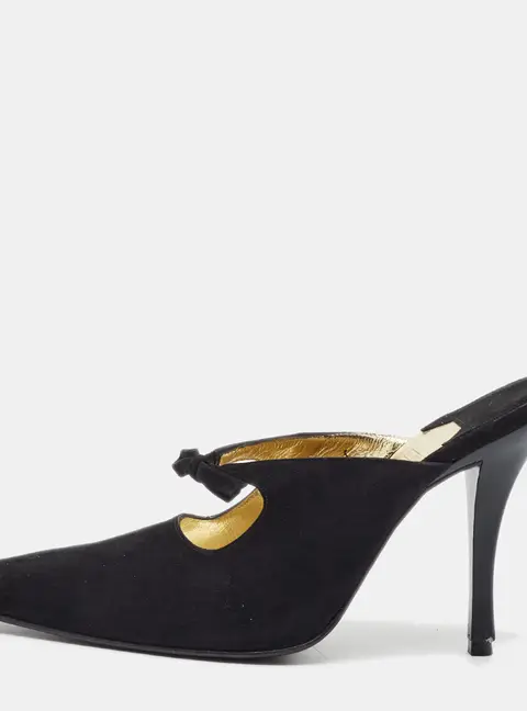 Salvatore Ferragamo Anamur Size 38.5 Black Suede Mules