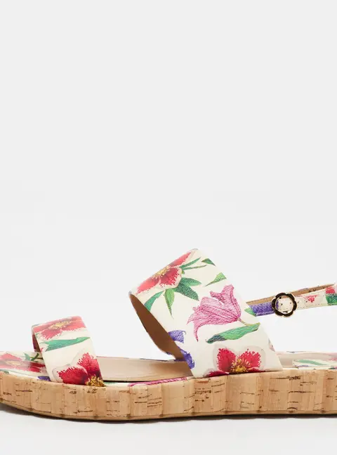 Salvatore Ferragamo Lusia Size 38.5 Multicolor Leather Slingback Flat Sandals