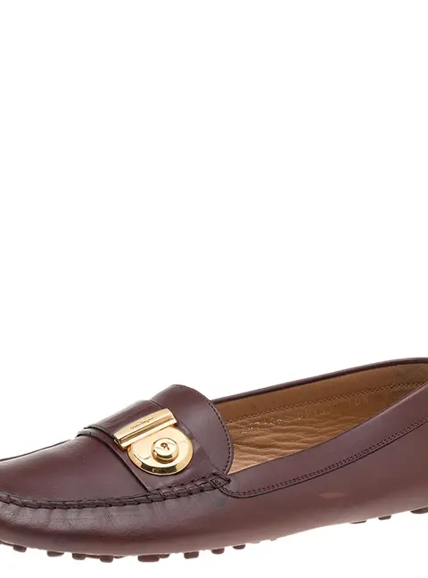 Salvatore Ferragamo Brown Leather Slip On Loafers Size 41