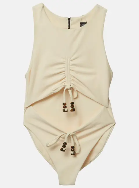 Same  Los Angeles Yellow Stretch Crepe Cut-Out One Piece Swimsuit S