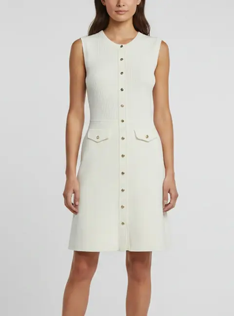 Sandro White Rib Knit Sleeveless Mini Dress XS