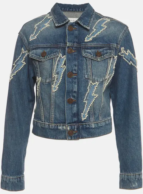 Sandro Blue Denim Embellished Denim Jacket M
