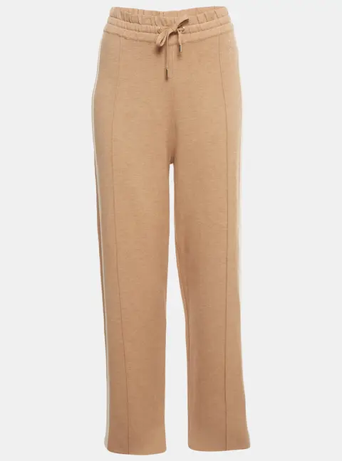 Sandro Beige Striped Logo Embroidered Knit Joggers L