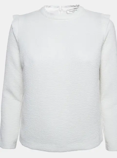Sandro White Gauze Long Sleeve Top S