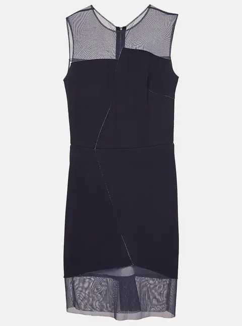 Sandro Navy Blue Crepe Sleeveless Sheath Dress S