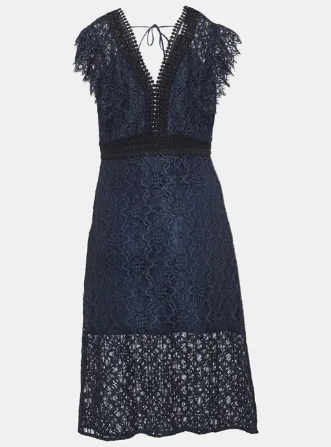 Sandro Navy Blue Emeline Lace Midi Dress S
