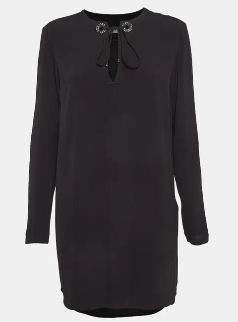 Sandro Black Black Crystal Embellished Crepe Tunic Dress L