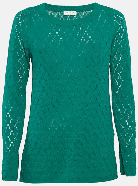 Sandro Green Pointelle Stretch Knit Anabelle  Jumper L