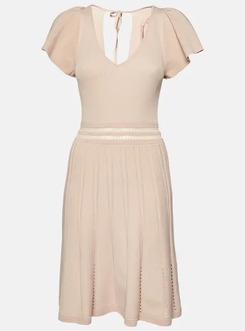 Sandro Pink Rib Knit Fit and Flare Mini Dress M