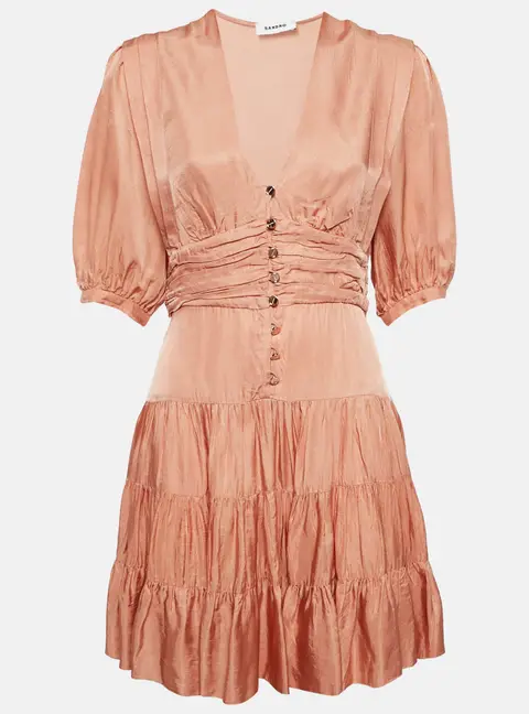 Sandro Orange Crepe Tiered Mini Dress S