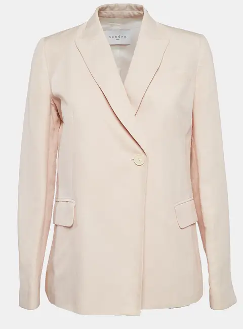 Sandro Pink Ramie Blend Single Breasted Blazer M