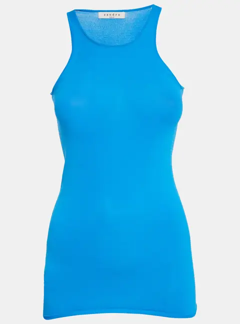 Sandro Blue Jersey Tank Top S
