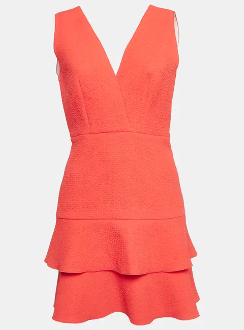 Sandro Orange Textured Jersey Tiered Mini Dress M
