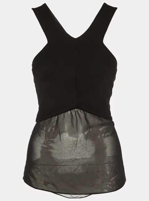 Sandro Black Knit & Chiffon Halter Neck Top S