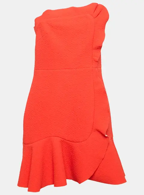 Sandro Orange Textured Jersey Ruffled Mini Dress L