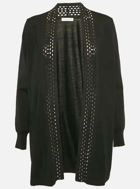 Sandro Black Wool Blend Open Front Cardigan M