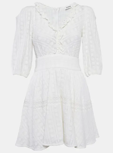Sandro White Embroidered Cotton Mini Dress XS