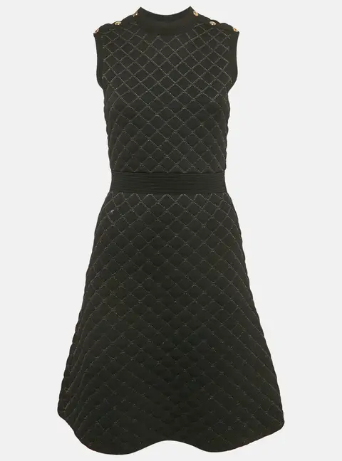 Sandro Black Quilted Knit Sleeveless Mini Dress S