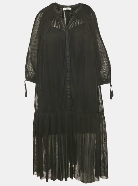 Sandro Black Plisse Drop Waist Short Dress M