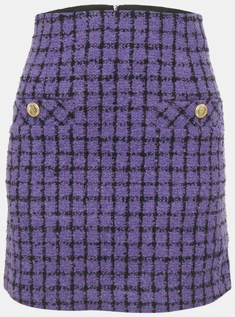 Sandro Purple Checkered Tweed Mini Skirt XS
