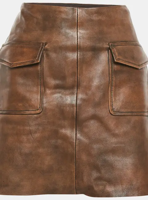 Sandro Brown Leather Mini Skirt L