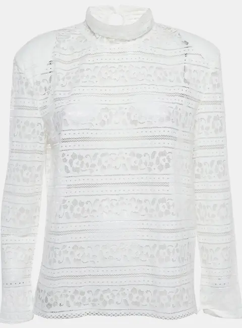 Sandro White Lace Turtle Neck Top L