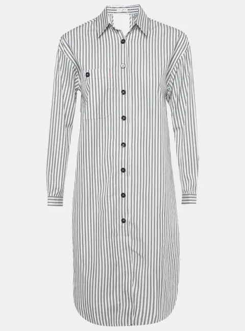 Sandro White Striped Cotton Backless Shirt Dress S
