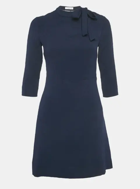 Sandro Navy Blue Crepe Lace Panel Jovane Mini Dress S