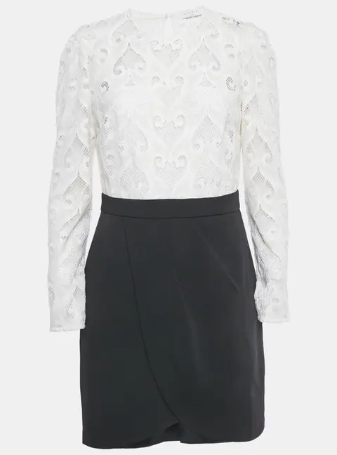 Sandro White/Black Lace Camelia Mini Dress L