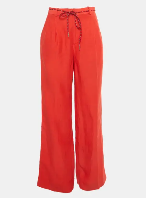 Sandro Red Linen Blend Trousers S