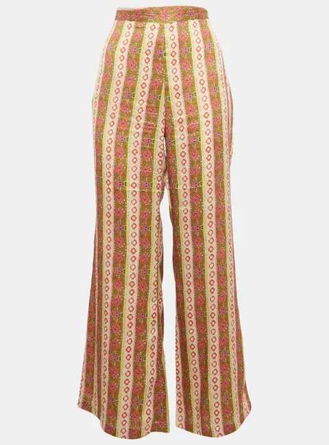 Sandro Multicolor Printed Crepe Flared Trousers L