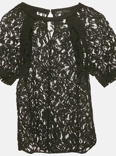Sandro Black Lace Sheer Top S