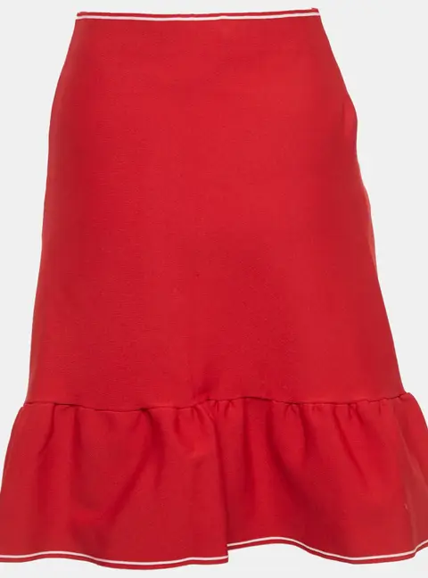 Sandro Red Stretch Knit Ruffled Mini Skirt S