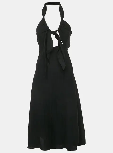 Sandro Black Crepe Tied Backless Dress S