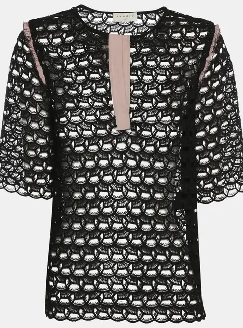 Sandro Black Sheer Top S