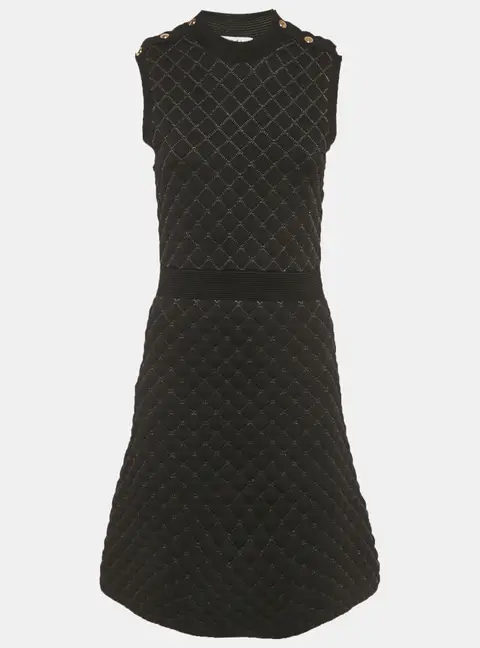 Sandro Black Nylon Quilted Mini Dress M