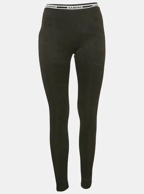Sandro Black Monogram Jersey Leggings S