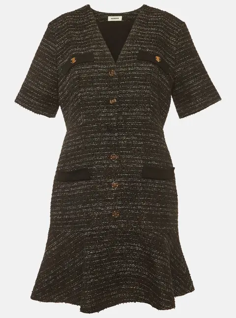Sandro Black Tweed Gwendoline Mini Dress L