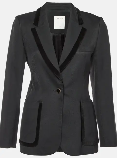 Sandro Black Gabardine Tailored Jacket S