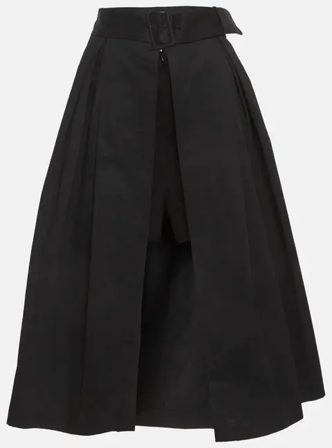 Sandro Black Twill Front Slit Overlay Skirt L