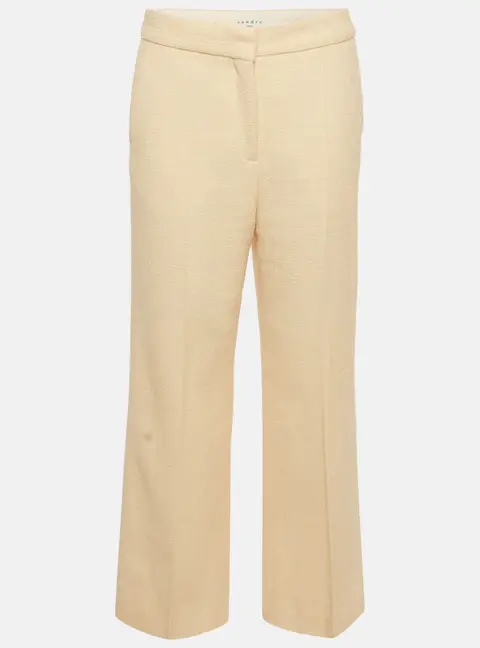 Sandro Beige Tweed Straight-Leg Trousers L