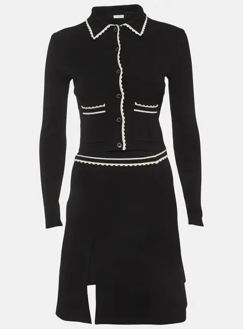 Sandro Black Stretch Knit Skirt and Top Set XS