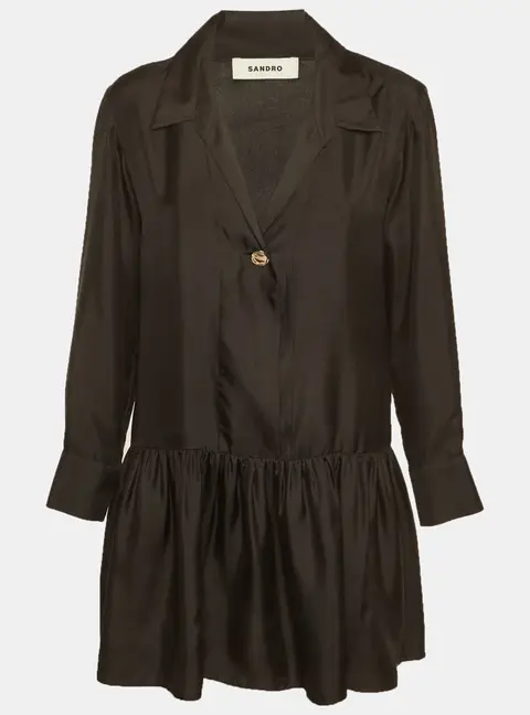 Sandro Black Silk Pleated Mini Dress S