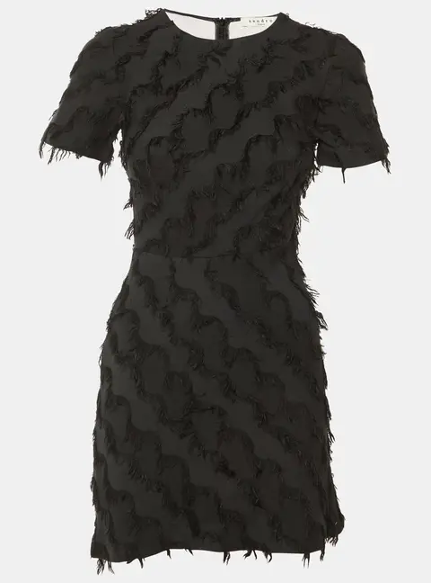 Sandro Black Fringed Cotton & Silk Mini Dress S