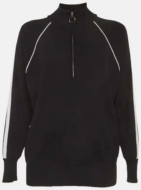 Sandro Black Stretch Knit Half Zip Sweater S